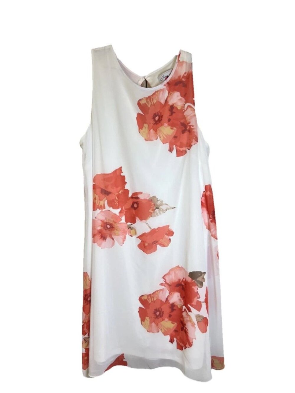 Jessica Howard Women's White Floral-Print Chiffon Shift Dress 14 Summer Travel